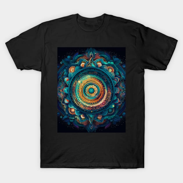 Cosmic Creation: Expanding Horizons with the Universe's Mandala T-Shirt by Rolling Reality